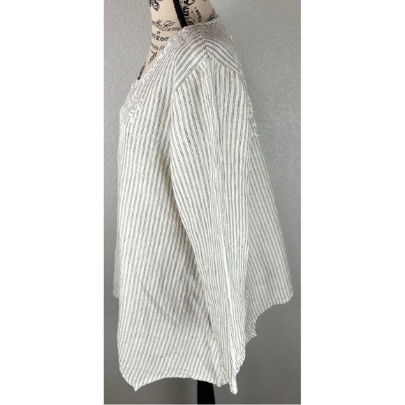 Hearts Desire Mary Grace Women's M Cream Taupe Striped Tunic 100% Linen Top, XXL - Picture 4 of 12